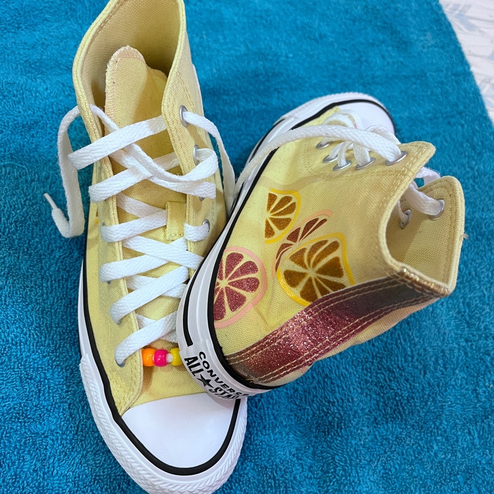 Converse Kids Yellow High-Top Sneakers - Picture 2 of 8